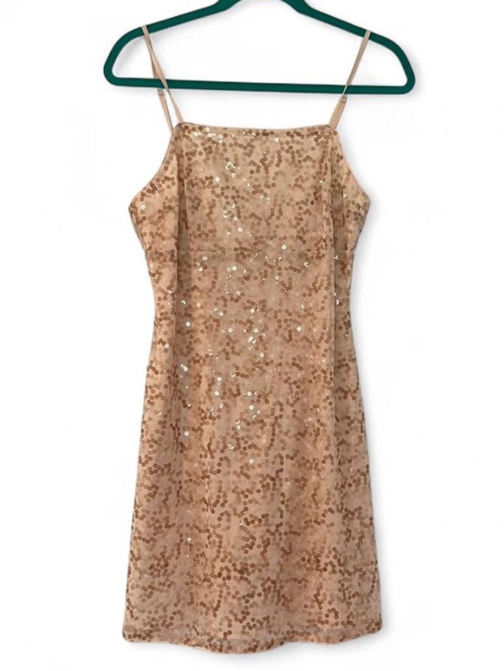 Floral Sequin Mini Dress in Champagne